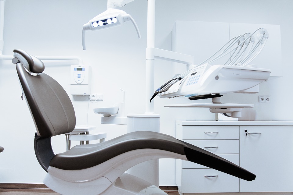 dental chair with handpieces